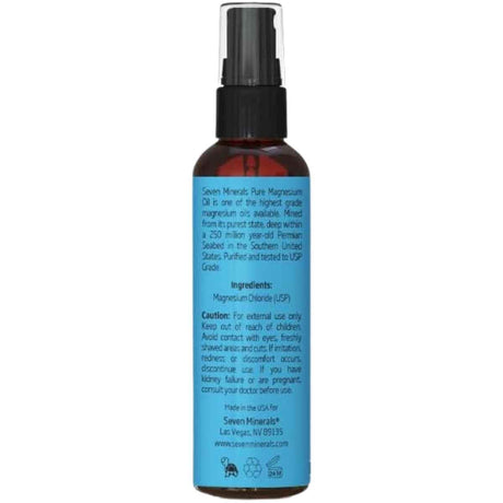 Tabla nutricional del suplemento Seven Minerals Aceite de Magnesio Puro 60 ml