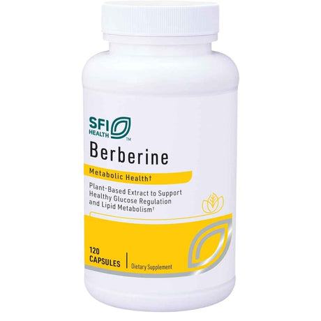Frasco de suplemento SFI Health Berberina HCI 500 mg 120 cápsulas