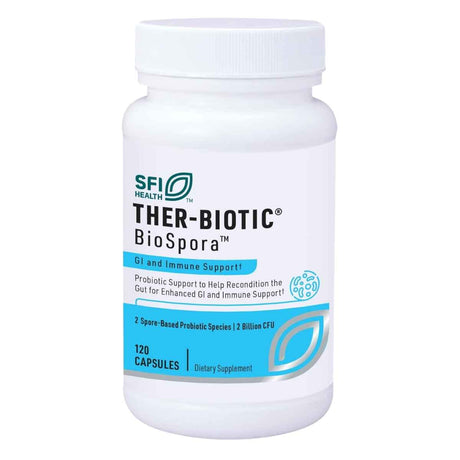 Frasco de suplemento SFI Health BioSpora 120 cápsulas