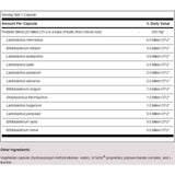 Tabla nutricional del suplemento SFI Health Ther-Biotic Complete 60 cápsulas