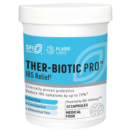 SFI Health Ther-Biotic Pro IBS Relief frasco de 42 cápsulas.