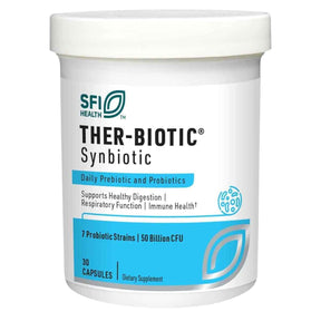 Frasco de suplemento SFI Health Ther-Biotic Synbiotic 30 cápsulas