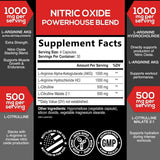 Tabla nutricional del suplemento SilverOnyx Óxido Nítrico 3000 mg 120 cápsulas