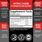 Tabla nutricional del suplemento SilverOnyx Óxido Nítrico 3000 mg 180 cápsulas