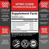 Tabla nutricional del suplemento SilverOnyx Óxido Nítrico 3000 mg 240 cápsulas