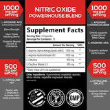 Tabla nutricional del suplemento SilverOnyx Óxido Nítrico 3000 mg 60 cápsulas