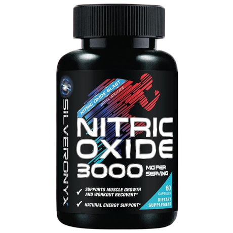 Frasco de suplemento SilverOnyx Óxido Nítrico 3000 mg 60 cápsulas