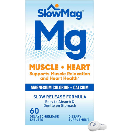Caja frontal de SlowMag cloruro de magnesio con calcio, 60 tabletas