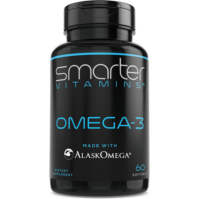 SmarterVitamins Omega-3 AlaskOmega de 1500 mg por porción en frasco de 60 cápsulas blandas.