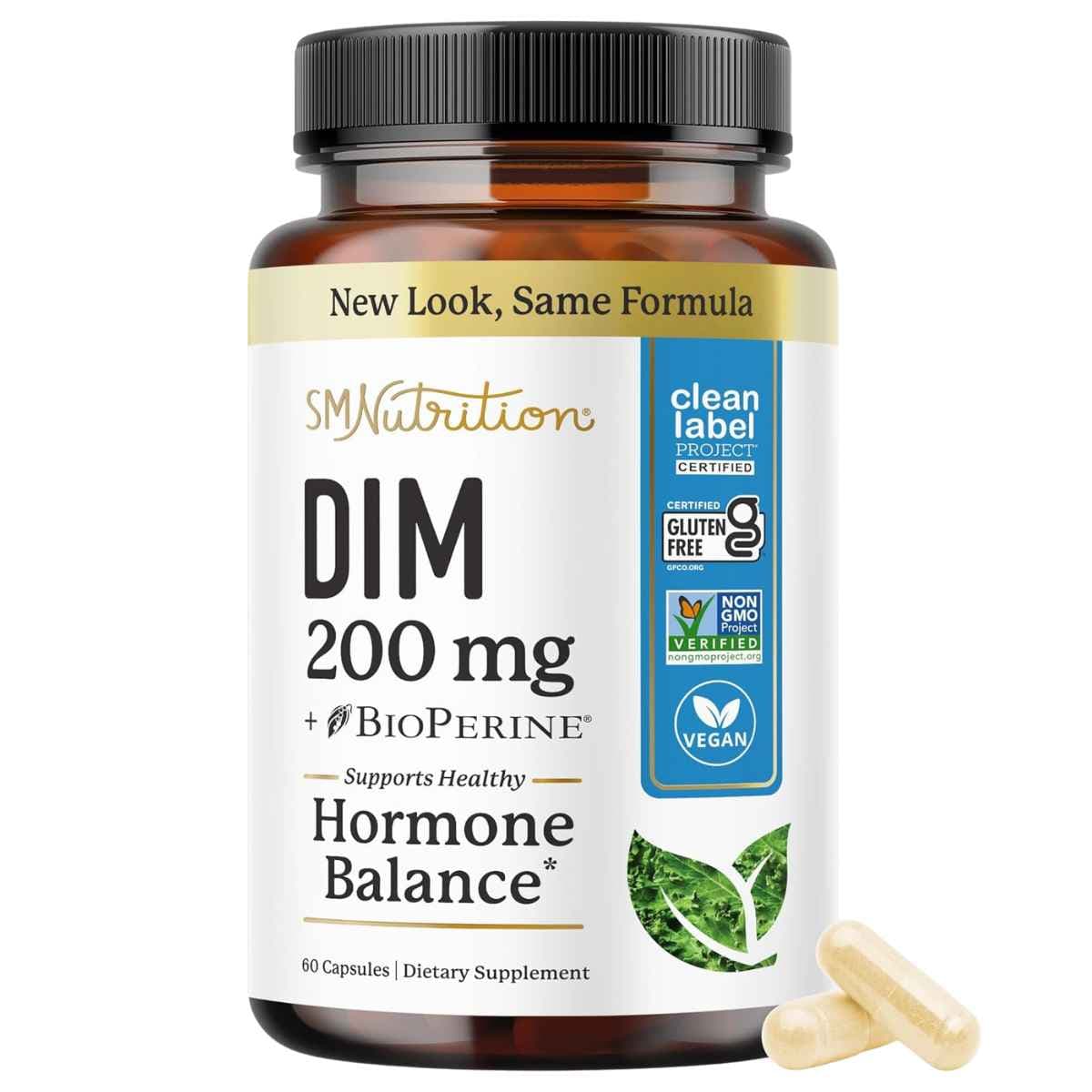 Frasco de suplemento SMNutrition Diindolilmetano 60 cápsulas