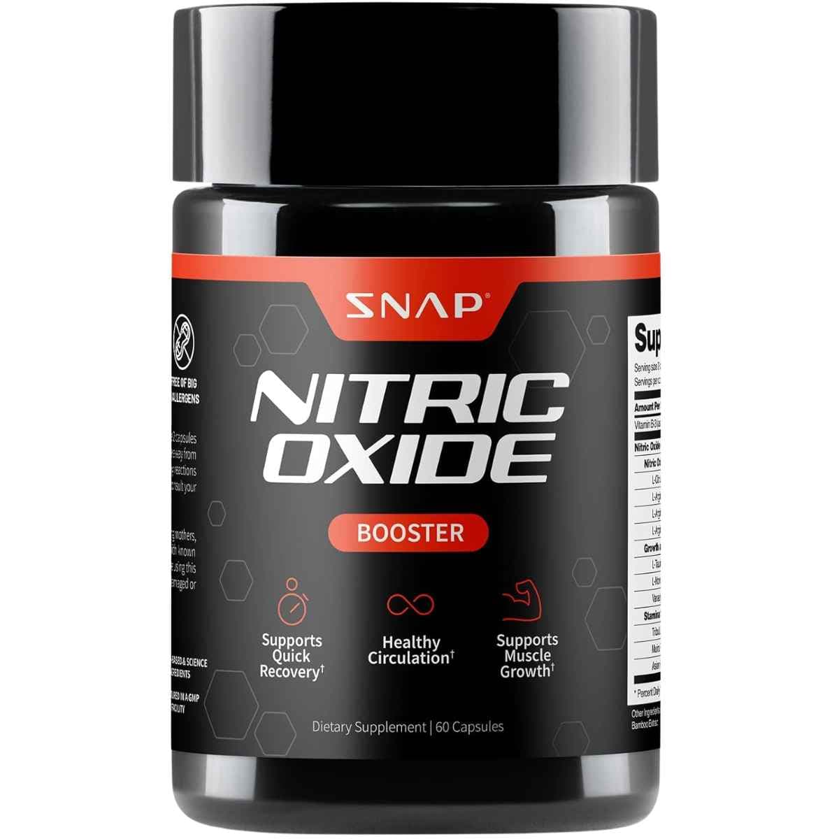 Frasco de suplemento SNAP Óxido Nítrico 60 Cápsulas
