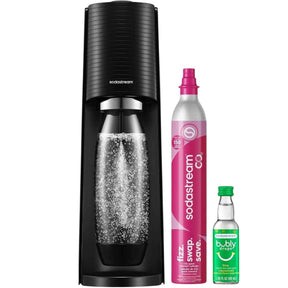 SodaStream Terra negra con cilindro CO₂ Quick Connect, botella y Bubly Drops