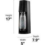 SodaStream Terra negra con dimensiones de 17 pulgadas de alto, 5 de ancho y 7,9 de profundidad