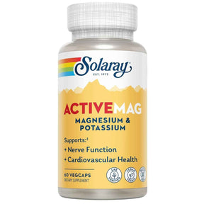 Solaray ActiveMag magnesio y potasio, frasco de 60 cápsulas vegetales