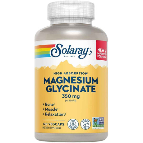 Frasco Solaray bisglicinato de magnesio con BioPerine 120 cápsulas vegetales