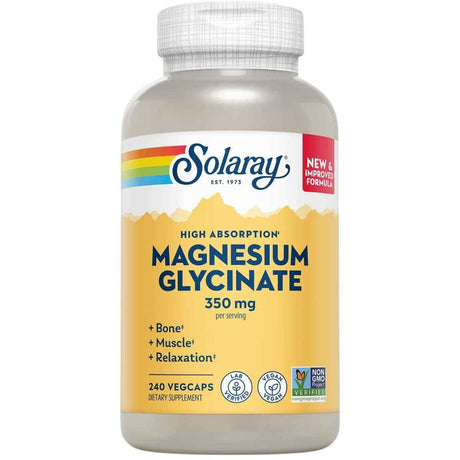 Frasco Solaray bisglicinato de magnesio con BioPerine 240 cápsulas vegetales
