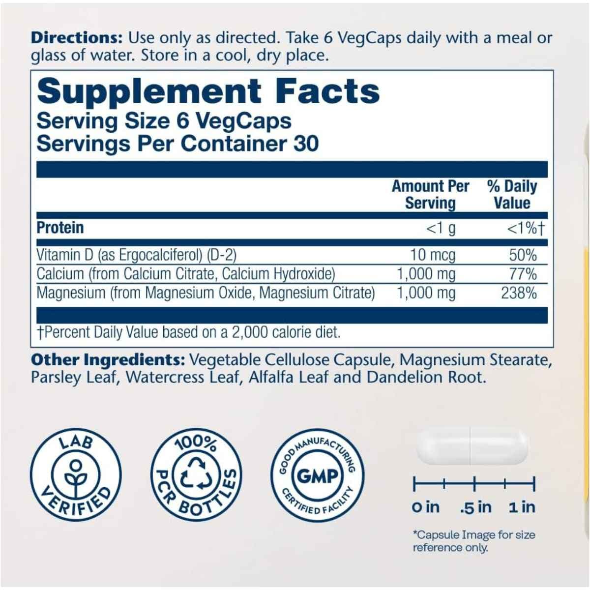 Información del suplemento de Solaray Cal-Mag Citrate con calcio, magnesio y vitamina D2