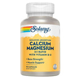 Solaray calcio y magnesio 2:1 con vitamina D2, frasco de 90 cápsulas