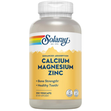 Frasco frontal de Solaray calcio, magnesio y zinc 250 cápsulas vegetales