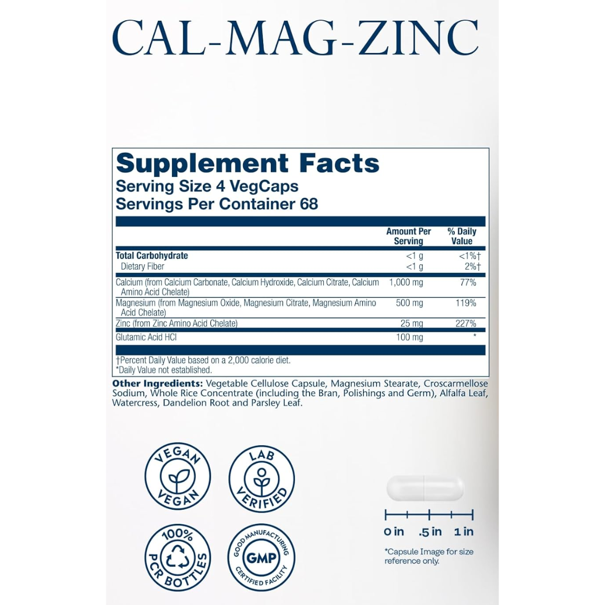 Información del suplemento de Solaray calcio, magnesio y zinc 275 cápsulas vegetales