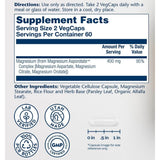 Información del suplemento Solaray complejo de aspartato, citrato y orotato de magnesio 400 mg por porción 120 cápsulas vegetales