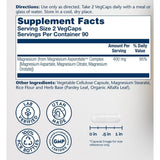 Información del suplemento Solaray complejo de aspartato, citrato y orotato de magnesio 400 mg por porción 180 cápsulas vegetales