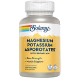 Frasco frontal de Solaray complejo de magnesio con potasio y bromelina 300 mg de magnesio por porción 120 cápsulas vegetales