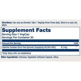 Tabla nutricional del suplemento Solaray Enzima DAO 4.2 mg 30 cápsulas