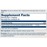 Tabla nutricional del suplemento Solaray Enzima DAO 4.2 mg 90 cápsulas