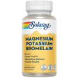 Frasco frontal de Solaray magnesio potasio y bromelina 300 mg de magnesio por porción 60 cápsulas vegetales