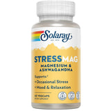 Frasco frontal de Solaray StressMag magnesio y ashwagandha 60 cápsulas vegetales