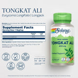 Tabla nutricional del suplemento Solaray Tongkat Ali 400 mg 60 cápsulas
