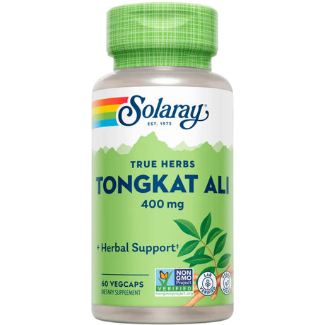 Frasco de suplemento Solaray Tongkat Ali 400 mg 60 cápsulas