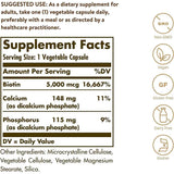 Información del suplemento de Solgar biotina 5000 mcg, variante de 100 cápsulas vegetales