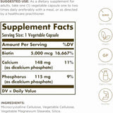 Información del suplemento de Solgar biotina 5000 mcg, variante de 50 cápsulas vegetales