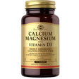 Frasco frontal de Solgar calcio con magnesio y vitamina D3 de 150 tabletas