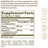 Información del suplemento de Solgar calcio con magnesio y vitamina D3 de 150 tabletas