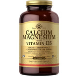 Frasco frontal de Solgar calcio con magnesio y vitamina D3 de 300 tabletas