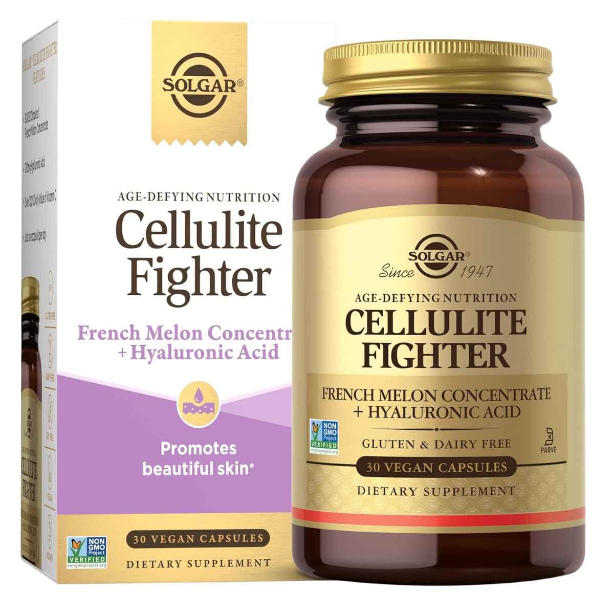 Frasco de suplemento Solgar Cellulite Fighter 30 cápsulas