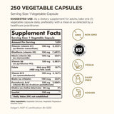 Tabla nutricional del suplemento Solgar Complejo B 100 250 cápsulas vegetales