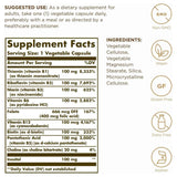 Tabla nutricional del suplemento Solgar Complejo B 100 50 cápsulas vegetales