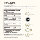 Etiqueta de ingredientes de Solgar Ester-C Plus vitamina C 1000 mg, presentación de 180 tabletas.