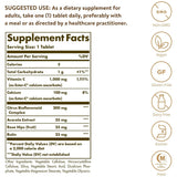 Etiqueta de ingredientes de Solgar Ester-C Plus vitamina C 1000 mg, presentación de 60 tabletas.