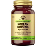Frasco de suplemento Solgar Extracto de Raíz de Ginseng Coreano 250 mg 60 Cápsulas Vegetales