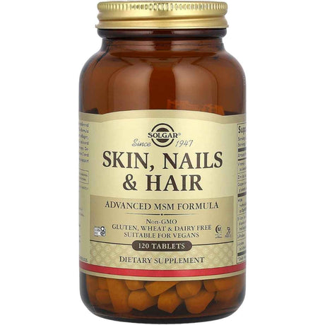 Frasco de suplemento Solgar Fórmula para Piel, Uñas y Cabello 120 tabletas