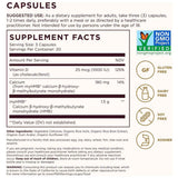 Tabla nutricional del suplemento Solgar HMB y Vitamina D3 1.5 g 60 cápsulas