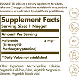 Tabla nutricional del suplemento Solgar Melatonina 5 mg 120 tabletas
