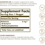 Tabla nutricional del suplemento Solgar Melatonina 5 mg 60 tabletas