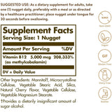 Tabla nutricional del suplemento Solgar Metilcobalamina Vitamina B12 5000 mcg 60 nuggets