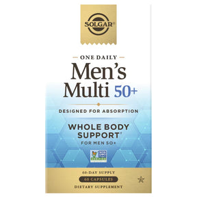 Frasco de suplemento Solgar Multivitamínico para Hombres 50+ 60 cápsulas